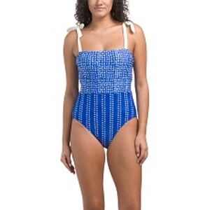 Summersalt Women's Blue & White Print Tie Strap One Piece‎ Swimsuit-Size 14